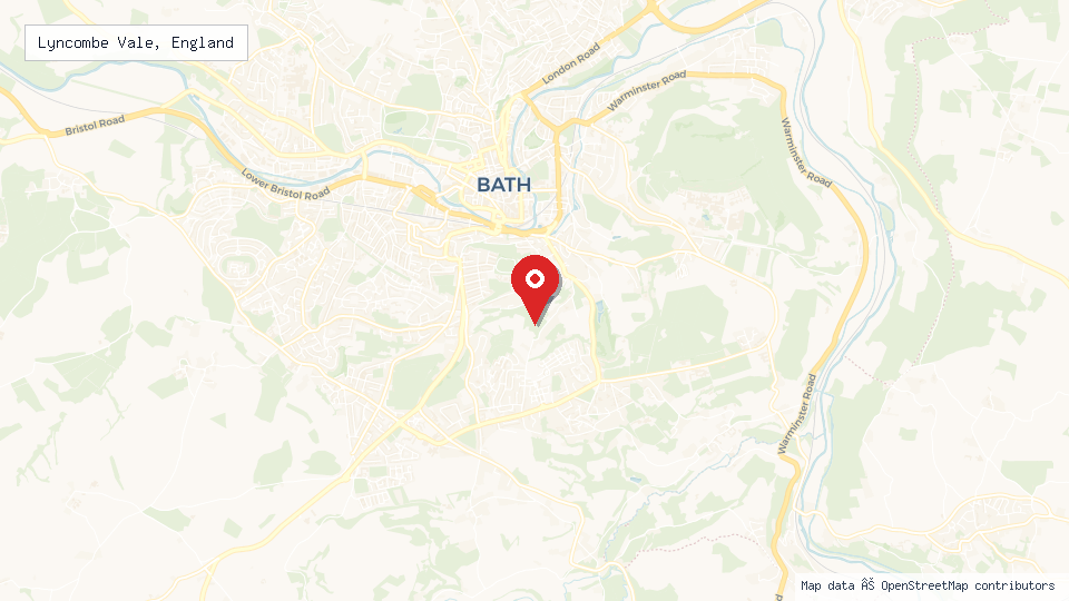 Street map of Lyncombe Vale, England with location pin
