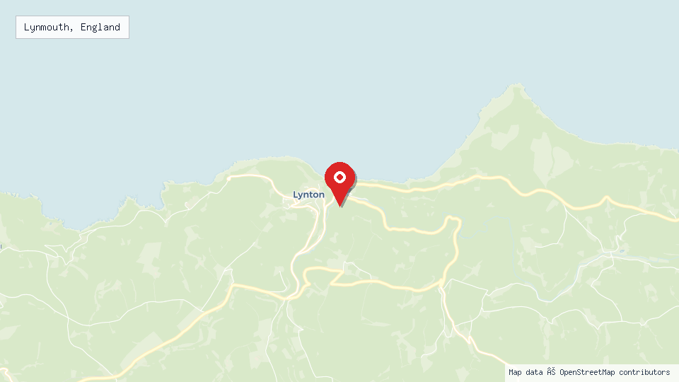 Street map of Lynmouth, England with location pin