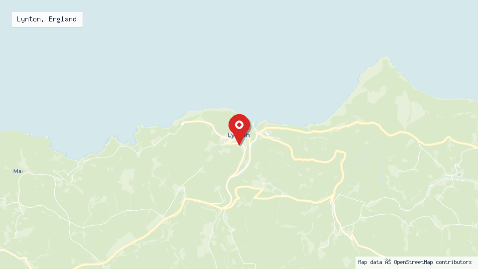 Street map of Lynton, England with location pin