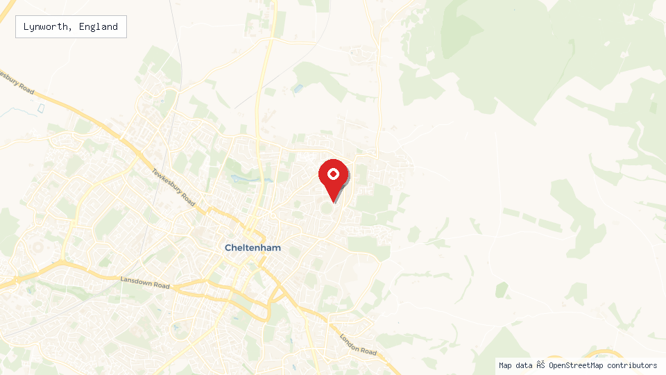 Street map of Lynworth, England with location pin