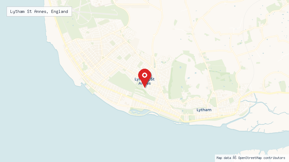 Street map of Lytham St Annes, England with location pin