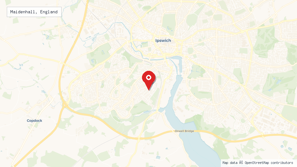 Street map of Maidenhall, England with location pin
