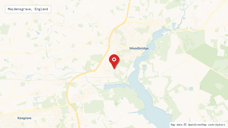 Street map of Maidensgrave, England with location pin
