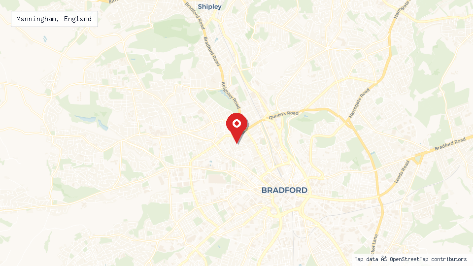 Street map of Manningham, England with location pin