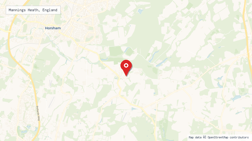 Street map of Mannings Heath, England with location pin