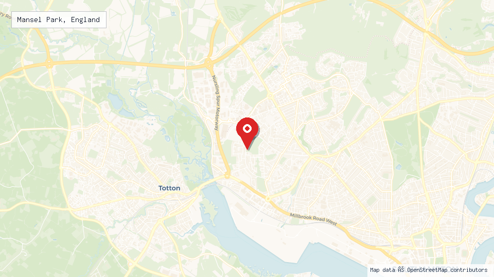 Street map of Mansel Park, England with location pin