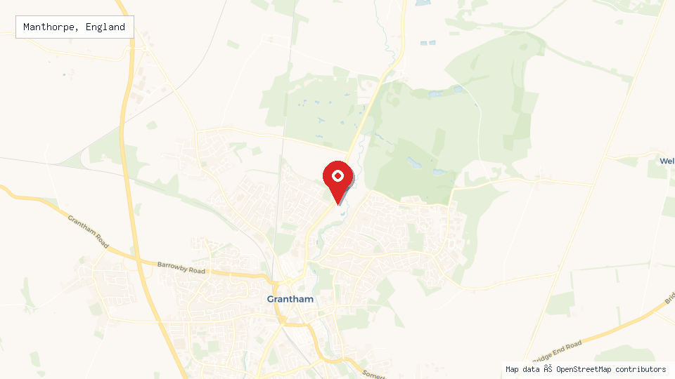 Street map of Manthorpe, England with location pin