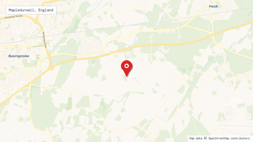 Street map of Mapledurwell, England with location pin
