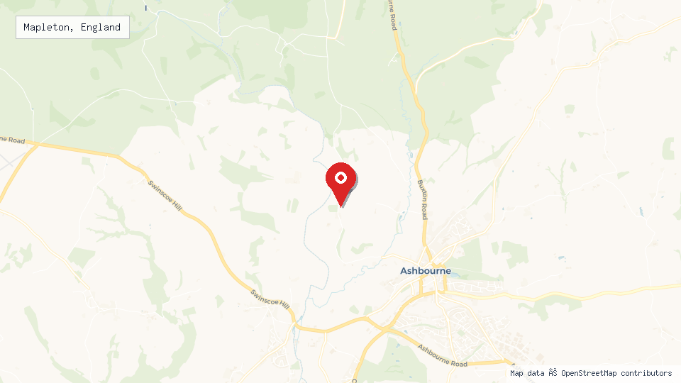Street map of Mapleton, England with location pin