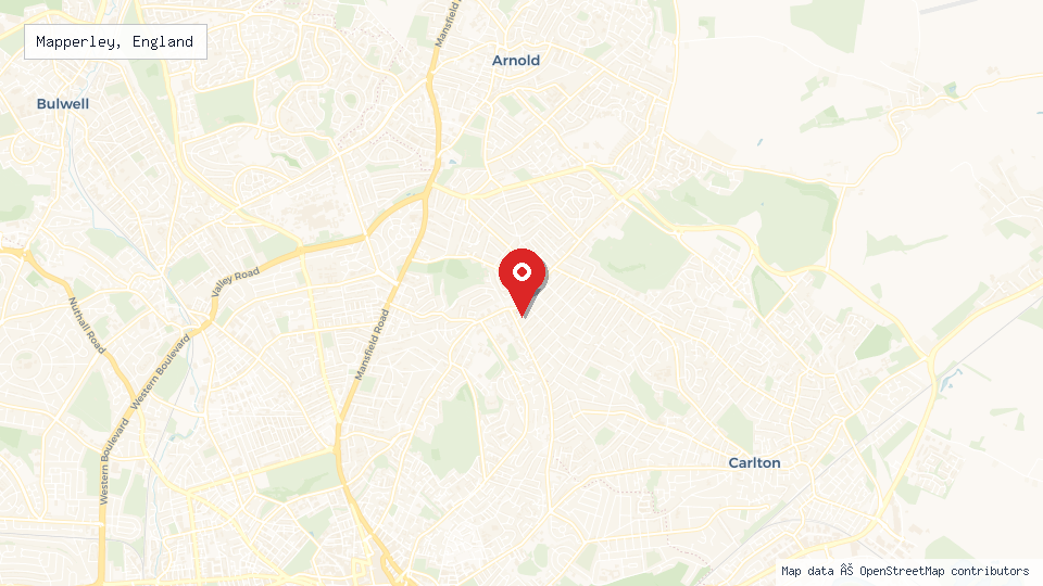 Street map of Mapperley, England with location pin