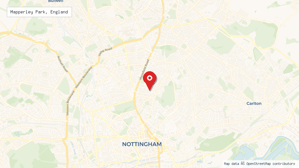 Street map of Mapperley Park, England with location pin