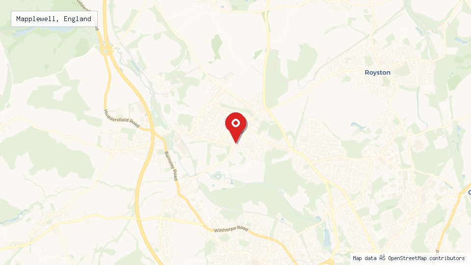 Street map of Mapplewell, England with location pin