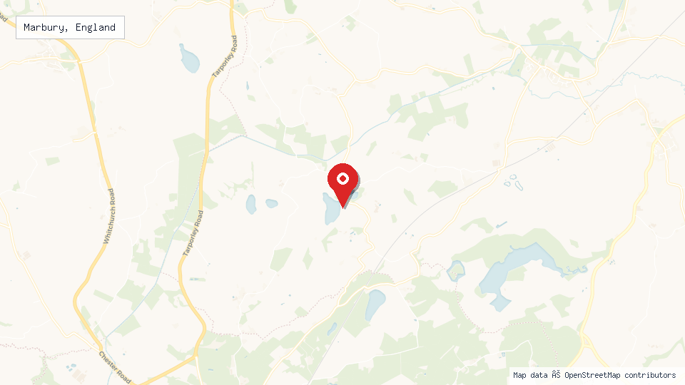 Street map of Marbury, England with location pin