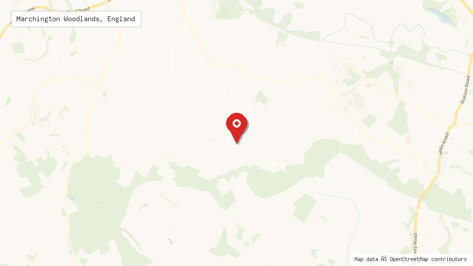 Street map of Marchington Woodlands, England with location pin
