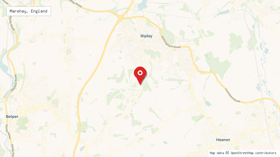 Street map of Marehay, England with location pin