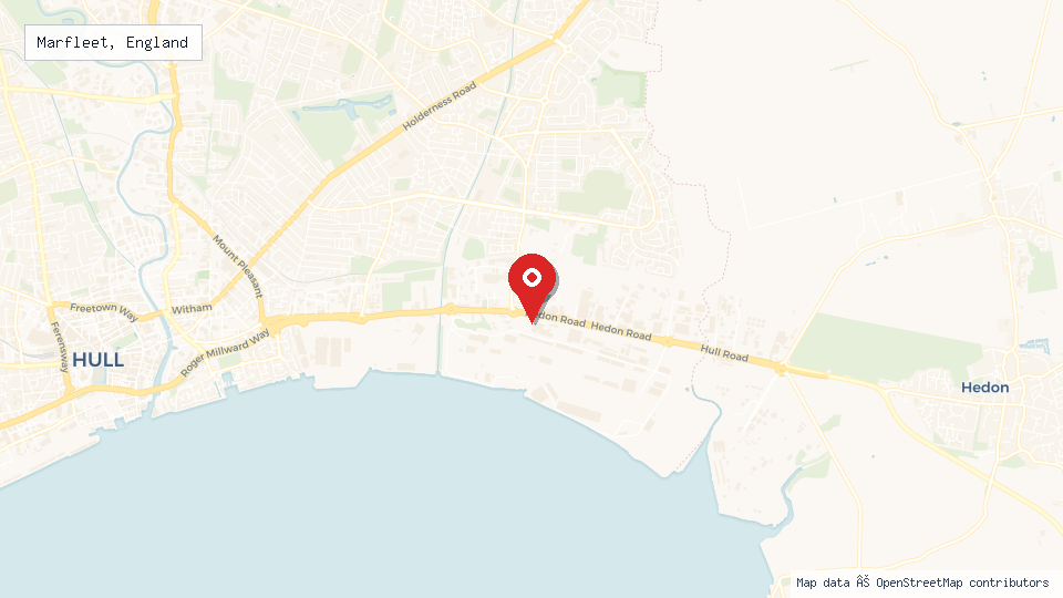 Street map of Marfleet, England with location pin