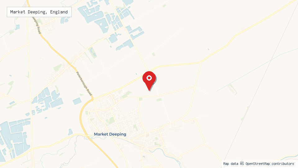 Street map of Market Deeping, England with location pin