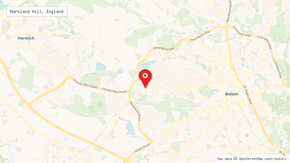 Street map of Markland Hill, England with location pin