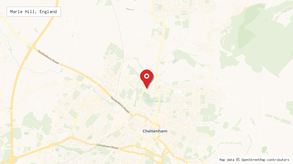 Street map of Marle Hill, England with location pin
