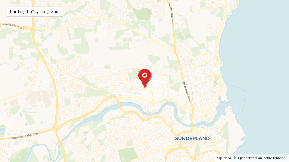 Street map of Marley Pots, England with location pin