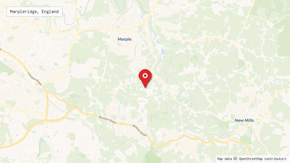 Street map of Marpleridge, England with location pin