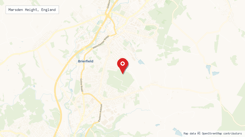 Street map of Marsden Height, England with location pin