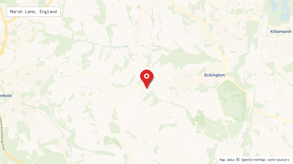 Street map of Marsh Lane, England with location pin