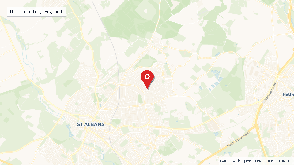 Street map of Marshalswick, England with location pin