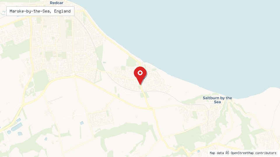 Street map of Marske-by-the-Sea, England with location pin