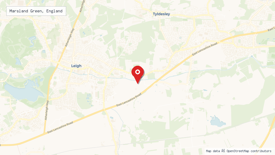 Street map of Marsland Green, England with location pin