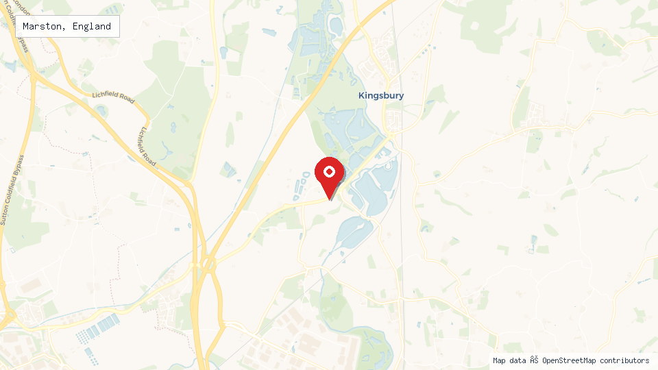 Street map of Marston, England with location pin