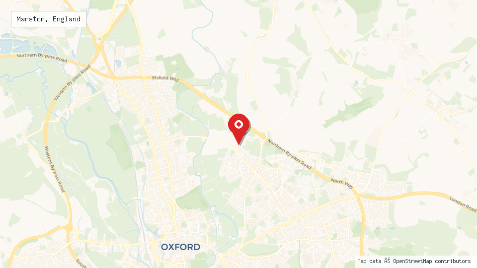 Street map of Marston, England with location pin