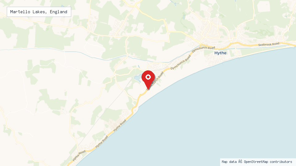 Street map of Martello Lakes, England with location pin