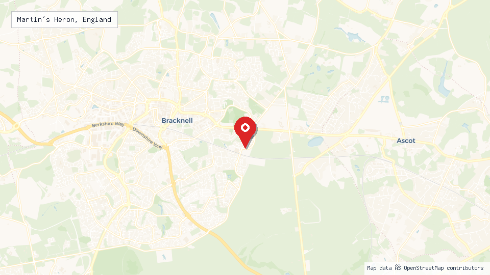 Street map of Martin's Heron, England with location pin