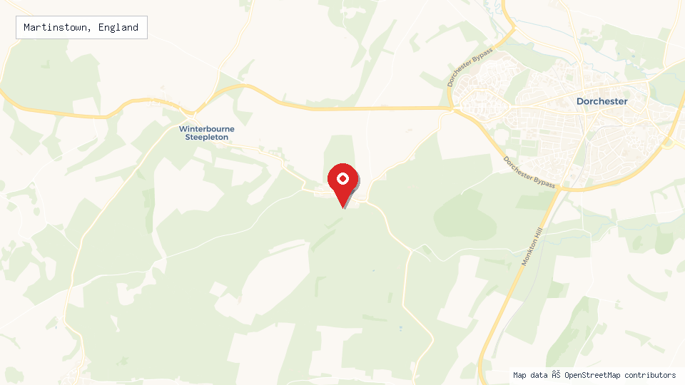 Street map of Martinstown, England with location pin