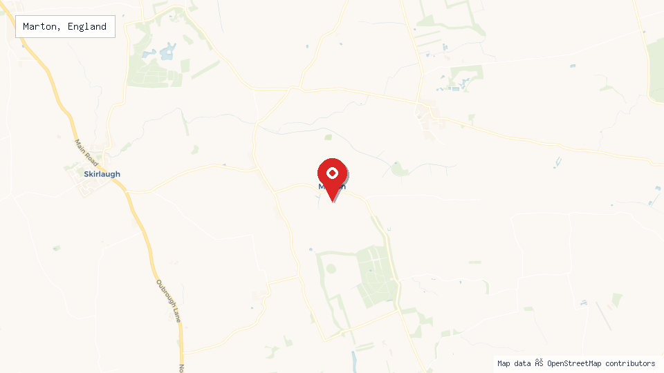 Street map of Marton, England with location pin