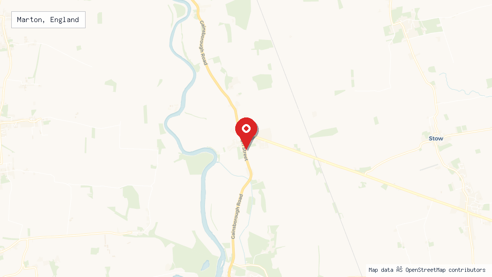 Street map of Marton, England with location pin