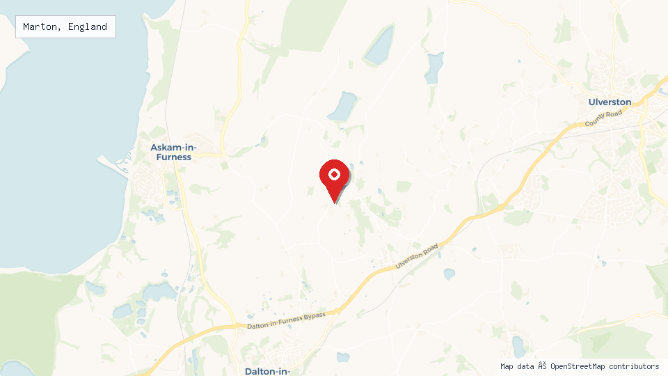 Street map of Marton, England with location pin