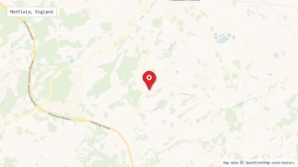Street map of Matfield, England with location pin