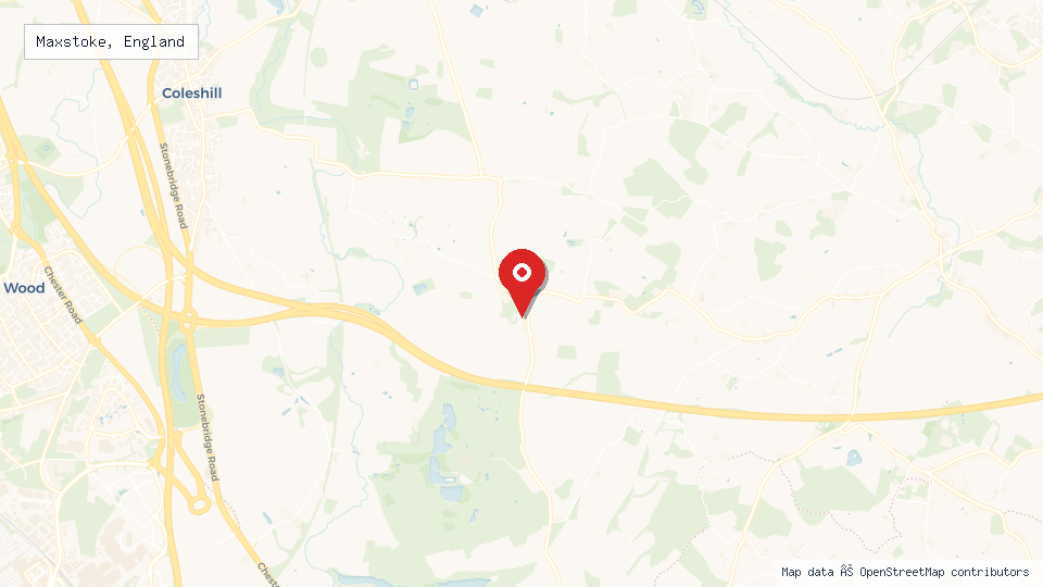 Street map of Maxstoke, England with location pin