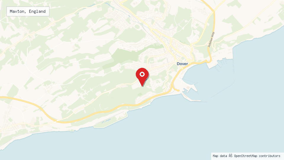 Street map of Maxton, England with location pin