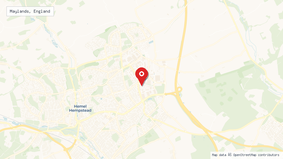 Street map of Maylands, England with location pin