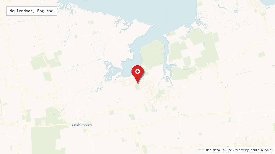 Street map of Maylandsea, England with location pin