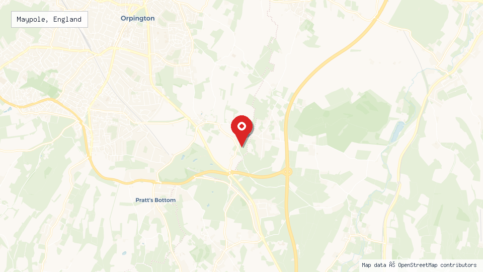 Street map of Maypole, England with location pin