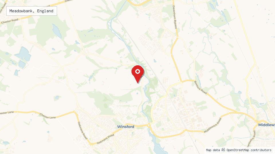 Street map of Meadowbank, England with location pin