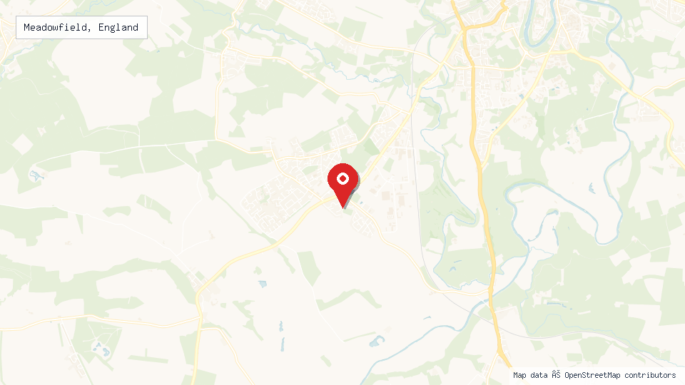 Street map of Meadowfield, England with location pin