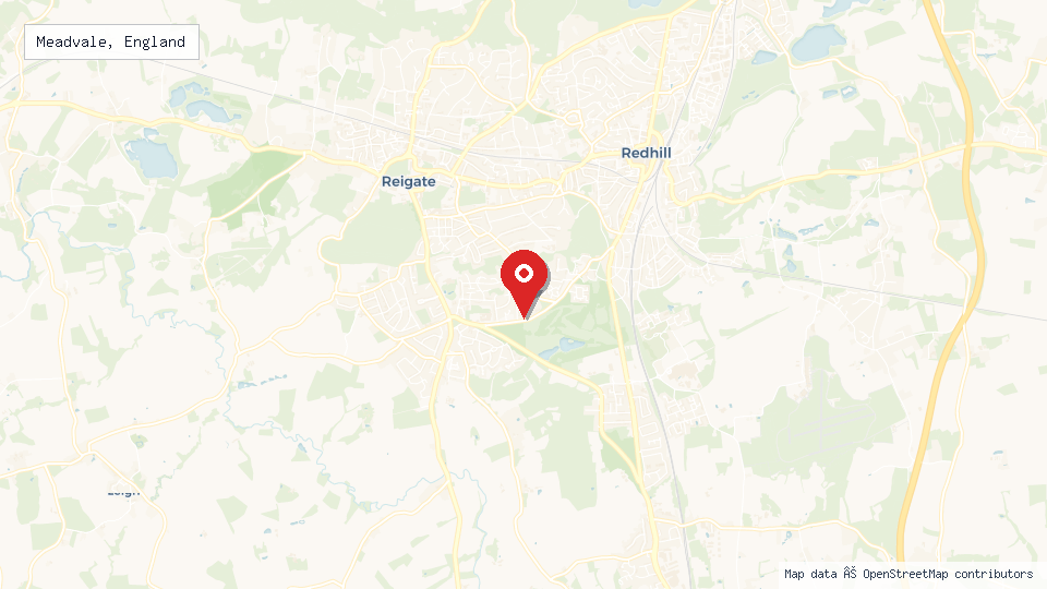 Street map of Meadvale, England with location pin