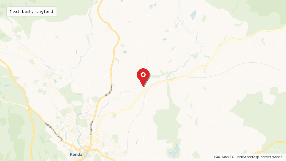 Street map of Meal Bank, England with location pin