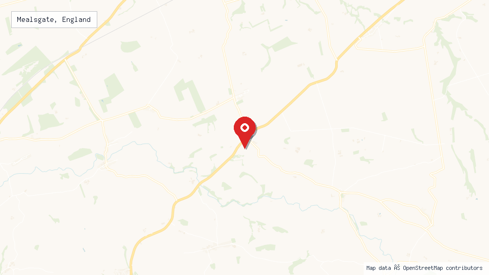 Street map of Mealsgate, England with location pin
