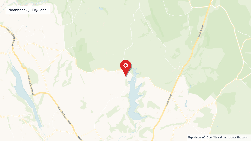 Street map of Meerbrook, England with location pin